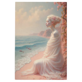 Impresión En Metal Mujer etérea en una playa de ensueño