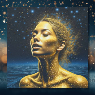 Impresión En Metal Mujer etérea serena bajo las estrellas