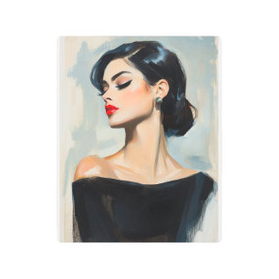 Impresión En Metal Mujer glamurosa en negro