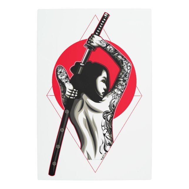 Impresión En Metal Mujer guerrera japonesa (Anverso)