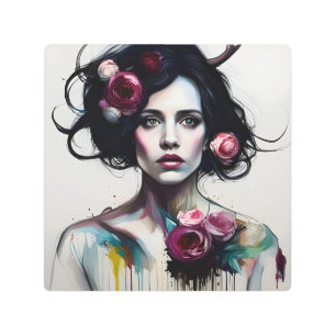 Impresión En Metal Mujer hermosa y desordenada