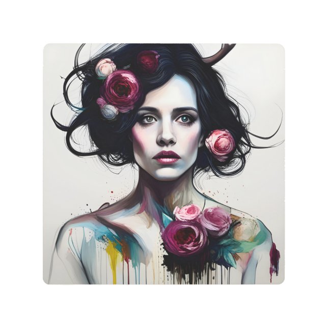 Impresión En Metal Mujer hermosa y desordenada (Anverso)