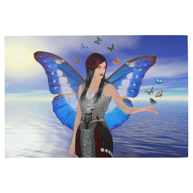 Impresión En Metal Mujer mariposa (Anverso)