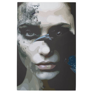 Impresión En Metal Mujer misteriosa con Raven