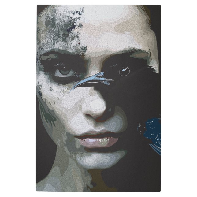 Impresión En Metal Mujer misteriosa con Raven (Anverso)