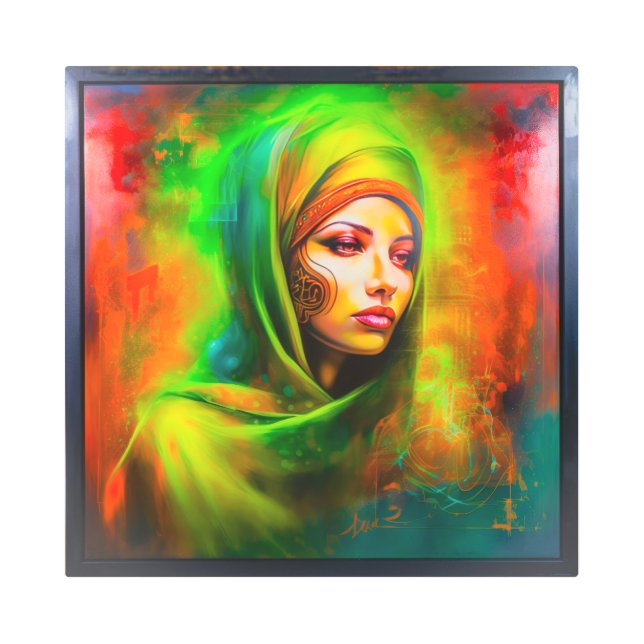 Impresión En Metal Mujer mística en colores neones (Anverso)