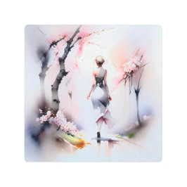 Impresión En Metal Mujer solitaria caminando