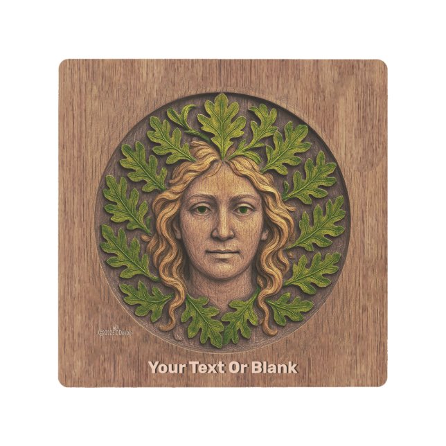 Impresión En Metal Mujer Verde - Madera (Anverso)