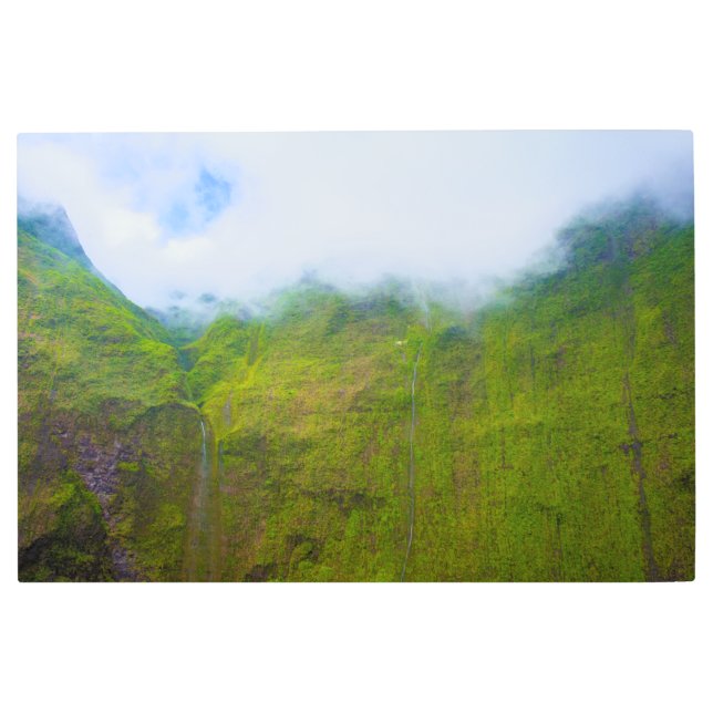 Impresión En Metal Muro de lágrimas, Monte Waialeale, Kauai, Hawaii (Anverso)