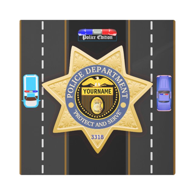 Impresión En Metal Muro del Departamento de Policía Personalizado (Anverso)