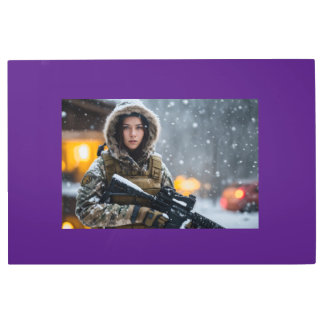 Impresión En Metal Muro metalizado de un chica del ejército