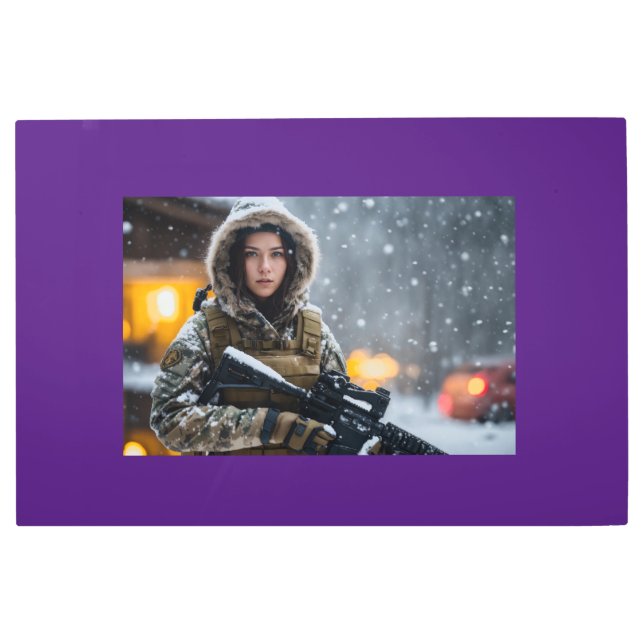 Impresión En Metal Muro metalizado de un chica del ejército (Anverso)