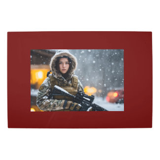 Impresión En Metal Muro metalizado de un chica militar