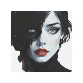 Impresión En Metal Musa de medianoche - Retrato de tinta y salpicón