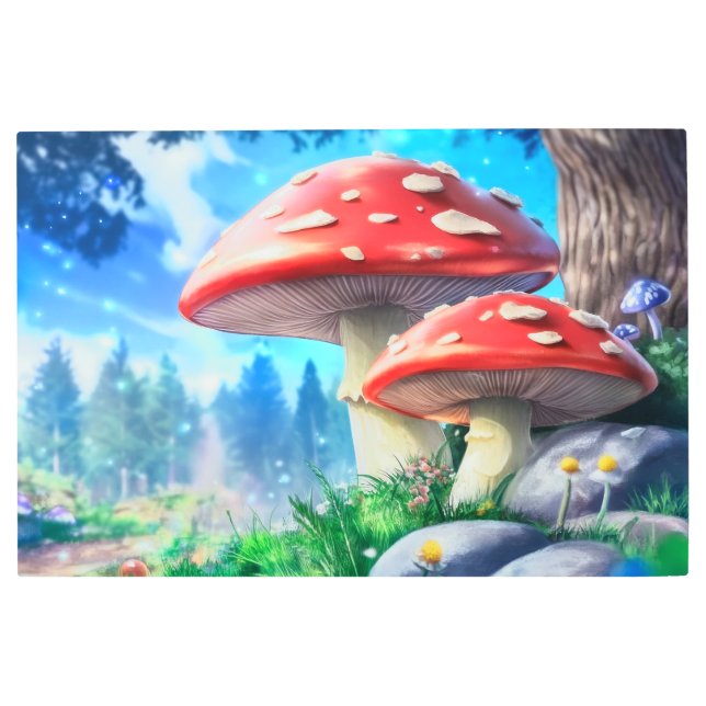 Impresión En Metal Mushroom Forest Fantasy Art (Anverso)