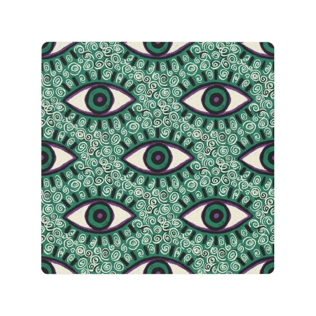 Impresión En Metal "Mystic Emerald Eyes" - Psychedelic Swirl Seamless (Anverso)