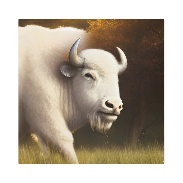Impresión En Metal Mystic White Buffalo Metalizado Wall Art (Anverso)