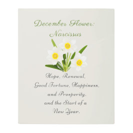 Impresión En Metal Nacimiento Diciembre Mes Flor Narcissus Elegante