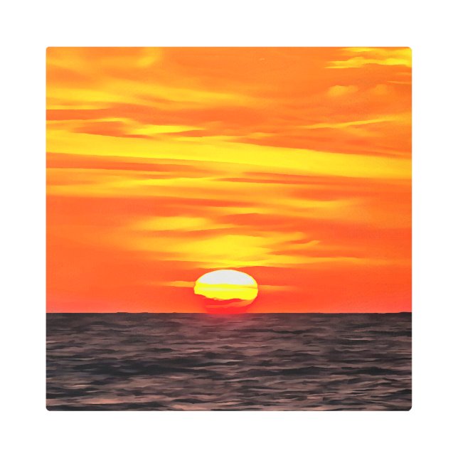 Impresión En Metal Naranja artístico Aegean Sunset Akyaka (Anverso)