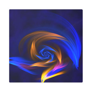 Impresión En Metal Naranja azul forma vórtice abstracto