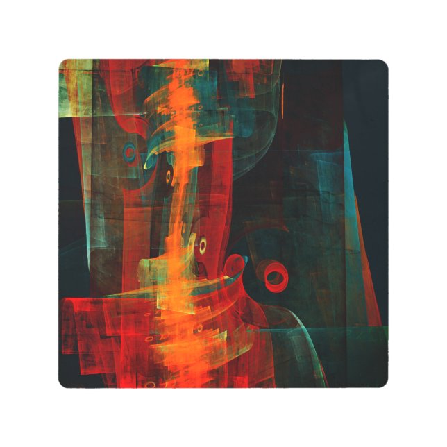 Impresión En Metal Naranja del agua Azul Rojo Azul Moderno Resumen Pa (Anverso)