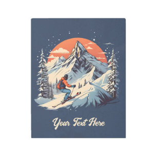 Impresión En Metal Naranja Vintage Mountain Pine Skip Sunset