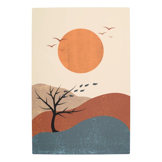 Impresión En Metal Naturaleza roja, Naranja y beige colorida (Anverso)