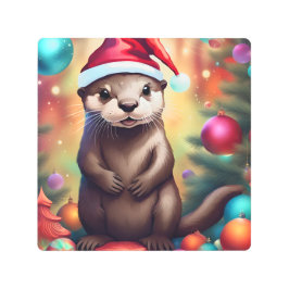Impresión En Metal Navidades Adorables Otter