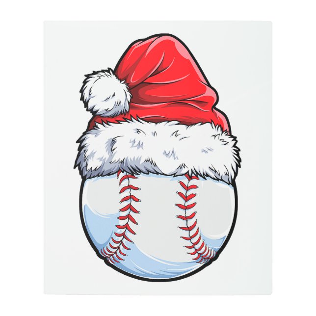 Impresión En Metal Navidades Ball de Béisbol Santa Hat Xmas Boys Catc (Anverso)
