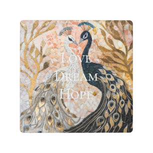 Impresión En Metal Navidades bonito Peacock Pink Gold