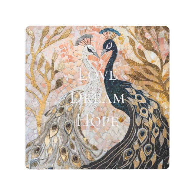 Impresión En Metal Navidades bonito Peacock Pink Gold (Anverso)