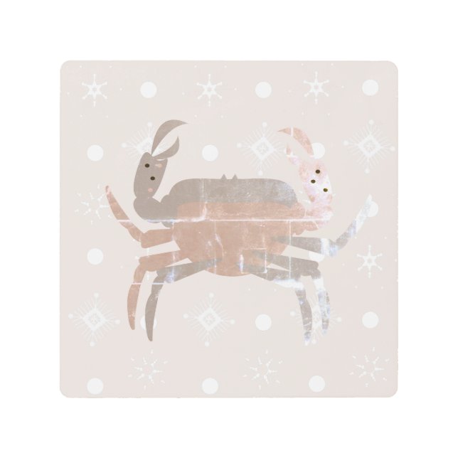 Impresión En Metal Navidades Crab Ocean Beach Sea Crustacean Earthy (Anverso)