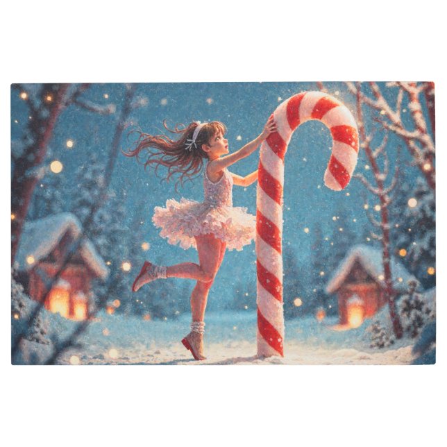 Impresión En Metal Navidades de Ballerina Anime Chica y Candy Cane (Anverso)