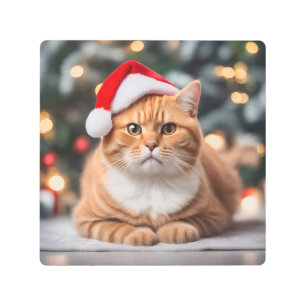 Impresión En Metal Navidades de Ginger British Shorthair