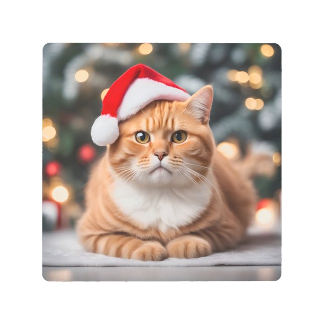 Impresión En Metal Navidades de Ginger British Shorthair (Anverso)