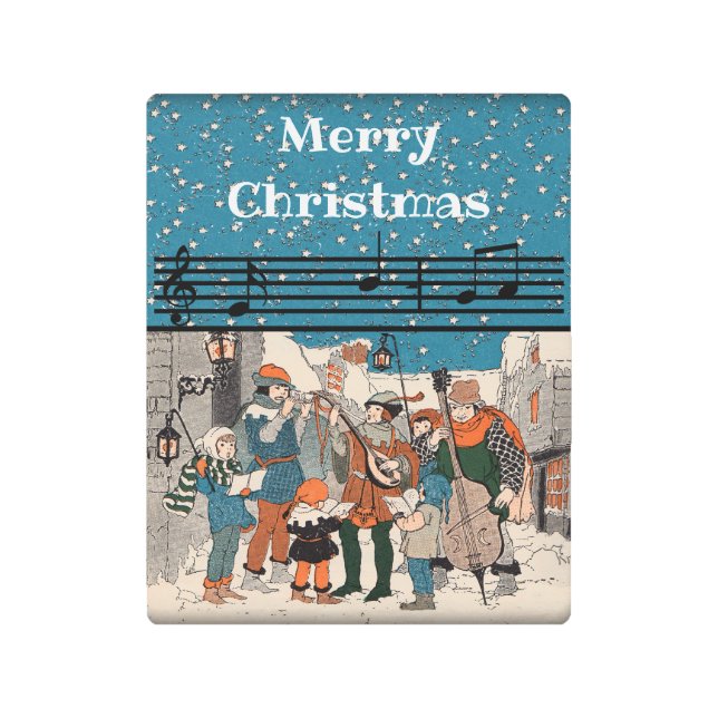 Impresión En Metal Navidades de grupo cantan en estrellas callejeras (Anverso)