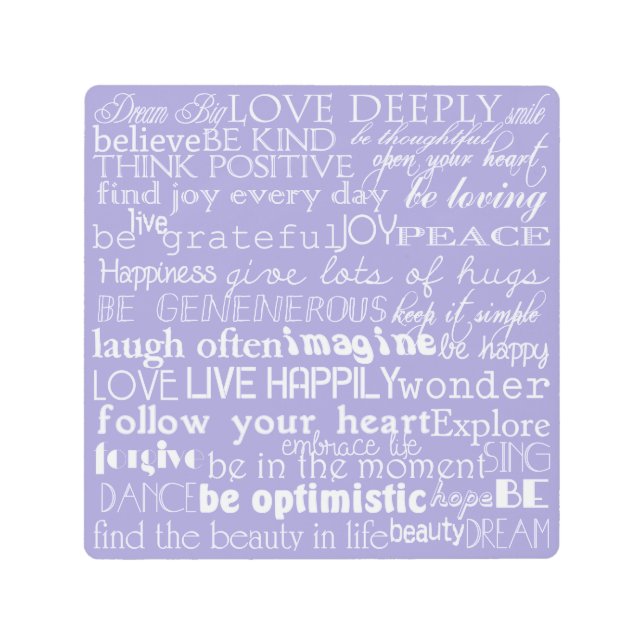 Impresión En Metal Navidades de Palabras Inspiradoras Blancas Púrpura (Anverso)