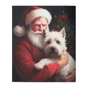 Impresión En Metal Navidades del West Highland White Terrier Santa Cl