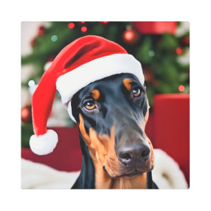Impresión En Metal Navidades Doberman
