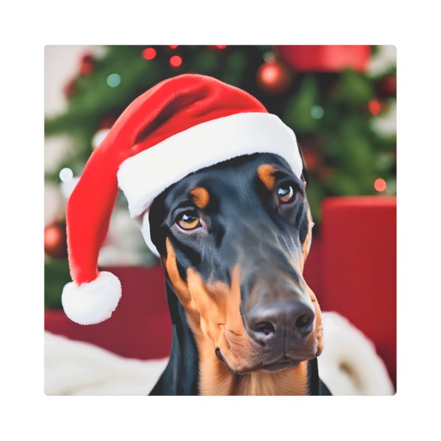 Impresión En Metal Navidades Doberman (Anverso)