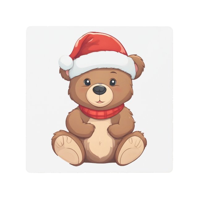 Impresión En Metal Navidades Feliz Bearmas Mascota festivo (Anverso)