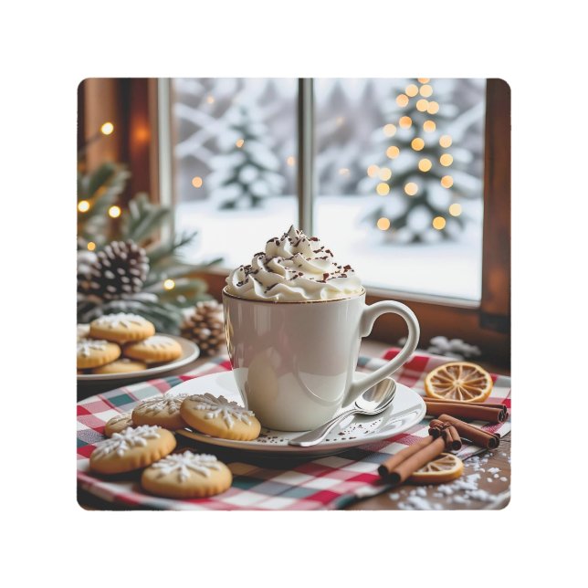 Impresión En Metal Navidades festivos de chocolate caliente y galleta (Anverso)