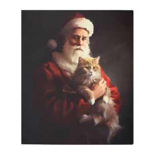 Impresión En Metal Navidades festivos del gato de Angora Santa Claus
