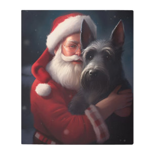 Impresión En Metal Navidades festivos Scottish Terrier Santa Claus