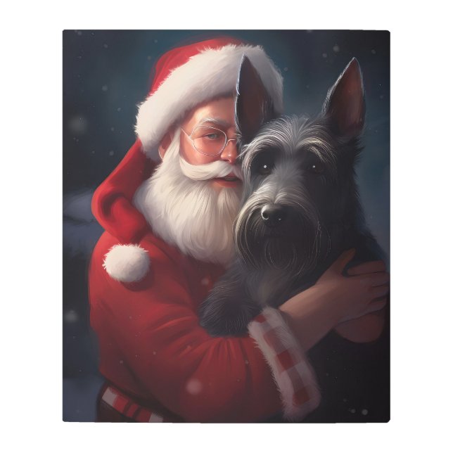 Impresión En Metal Navidades festivos Scottish Terrier Santa Claus (Anverso)
