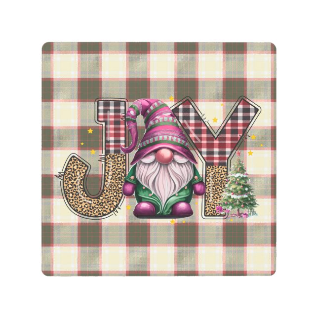 Impresión En Metal Navidades Joy Nórdica Gnome Juega Girly (Anverso)