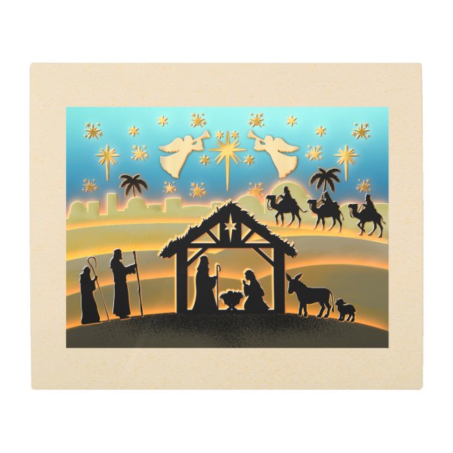 Impresión En Metal Navidades Natividad Niño Jesús en la escena del Ma (Anverso)