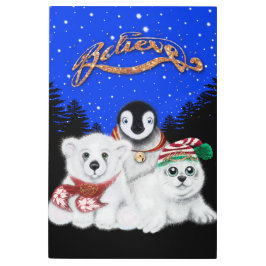 Impresión En Metal Navidades pingüino bebé oso polar cachorro