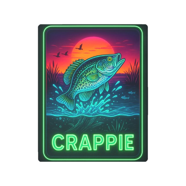 Impresión En Metal Neon Crappie Rótulo (Anverso)