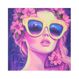 Impresión En Metal Neon Dream Chica con gafas de sol florales